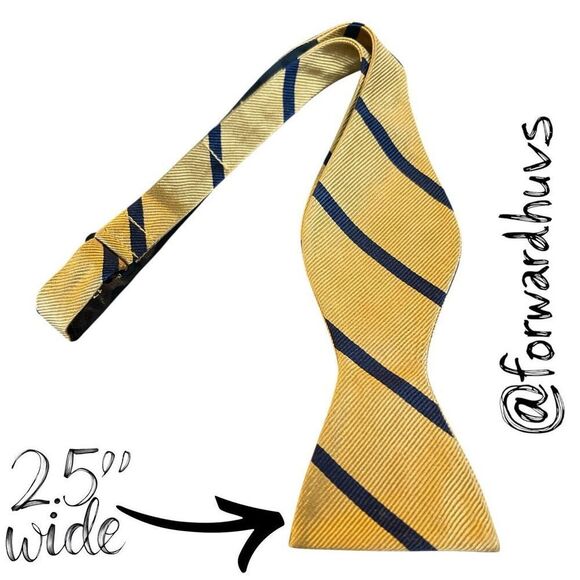 Ralph Lauren Self-Tie Bow Tie – Yellow with Blue Stripe Pattern – 100% Silk - Picture 3 of 7